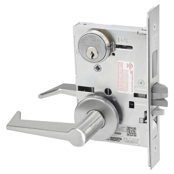 Apartment or Dormitory Mortise Lock, ES Lever, A Rose, Satin Chrome
